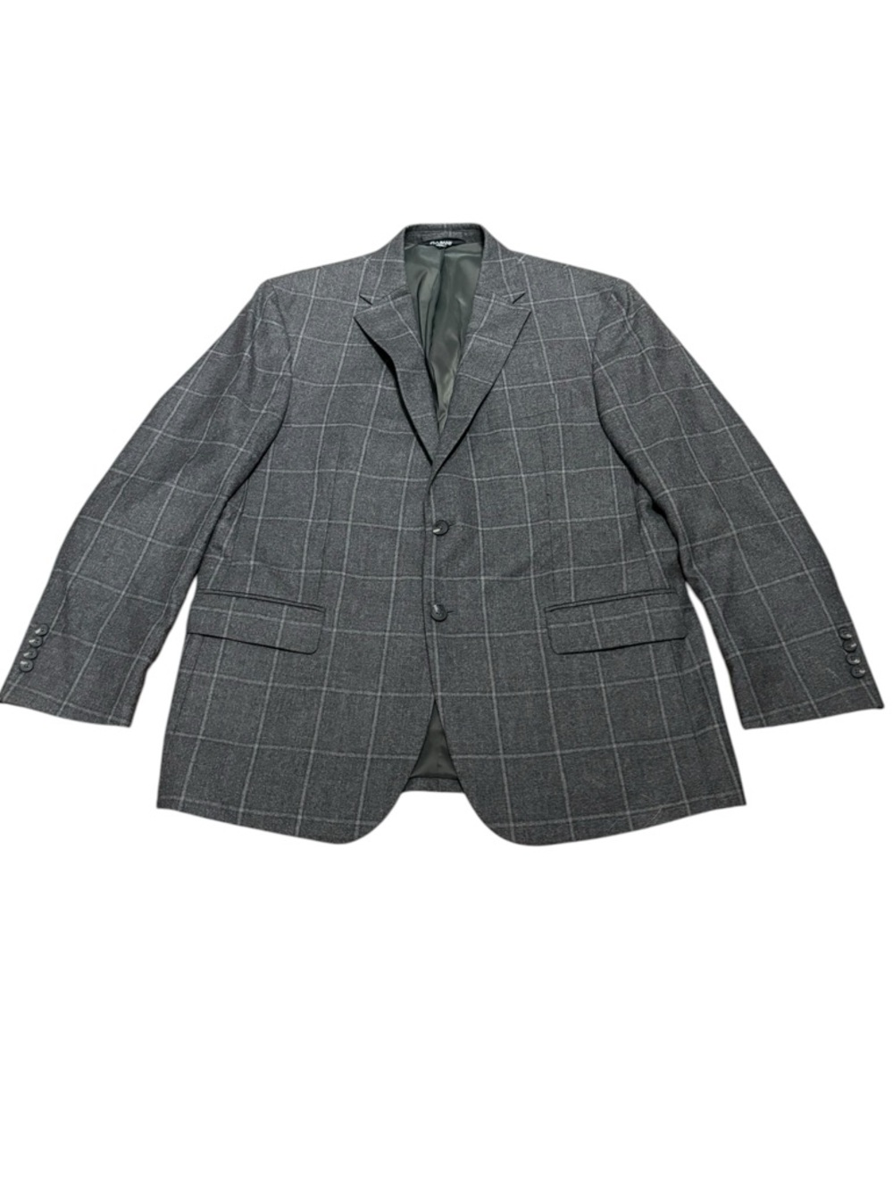 Jos A Bank Gray Windowpane Men's Traveler Blazer - Tailored Wool, Size 44R